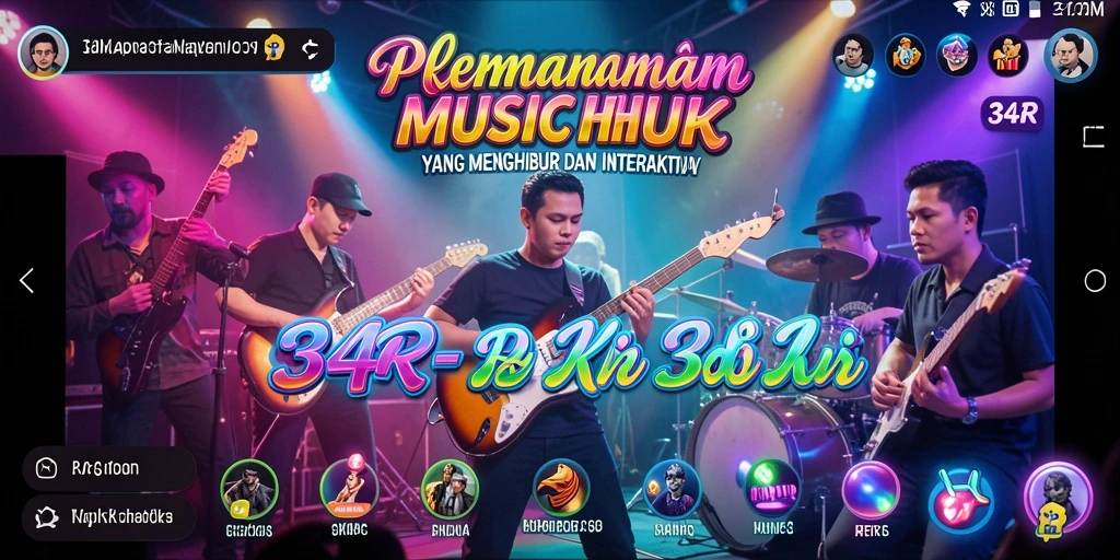 Tampilan gameplay 34R dengan berbagai tantangan musik yang seru.