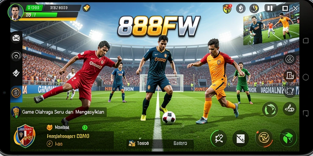 Tampilan gameplay <strong>888FW</strong> yang seru di lapangan olahraga.