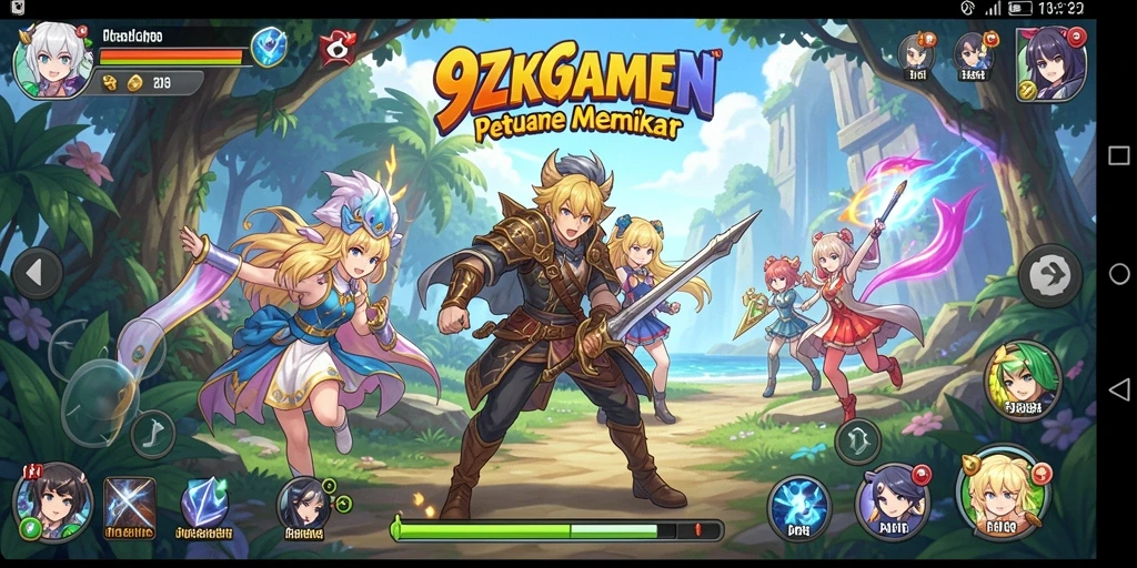 Screenshot gameplay 9ZKGAMES yang menampilkan aksi seru karakter anime.