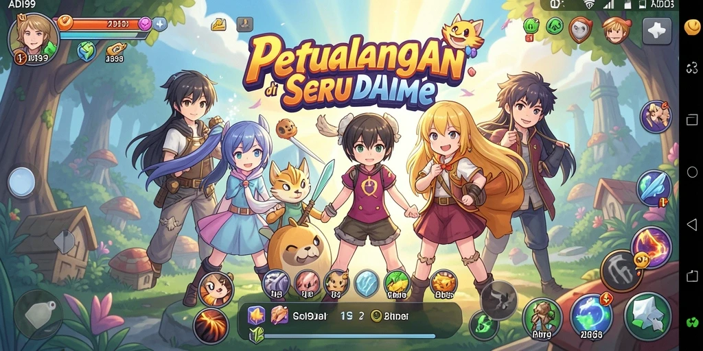 Tampilan gameplay ADI99 dengan karakter anime yang unik.
