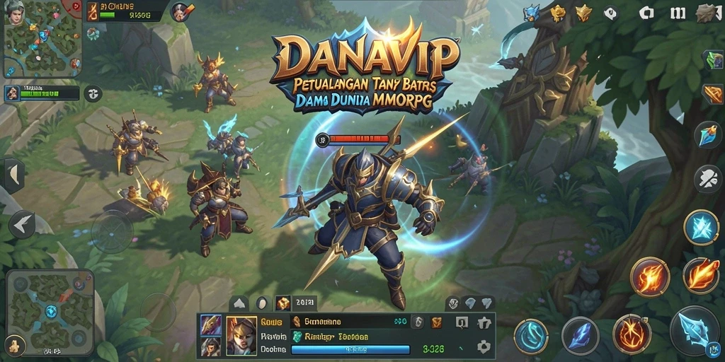 Screenshot permainan DANAVIP menampilkan pertarungan epik dalam format MMORPG.