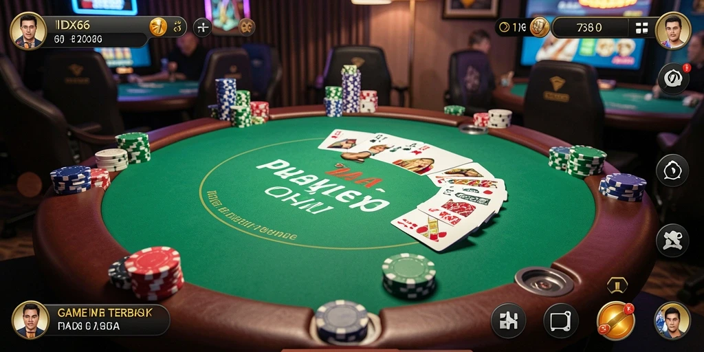 Screenshot utama IDX66 menampilkan aksi seru permainan Poker.