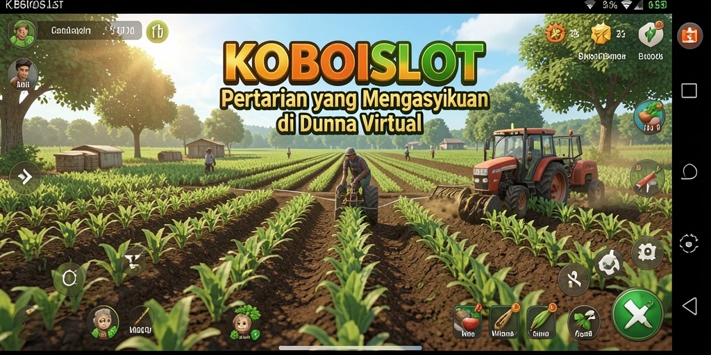Screenshot menunjukkan interaksi dinamis dalam gameplay Farming KOBOISLOT.