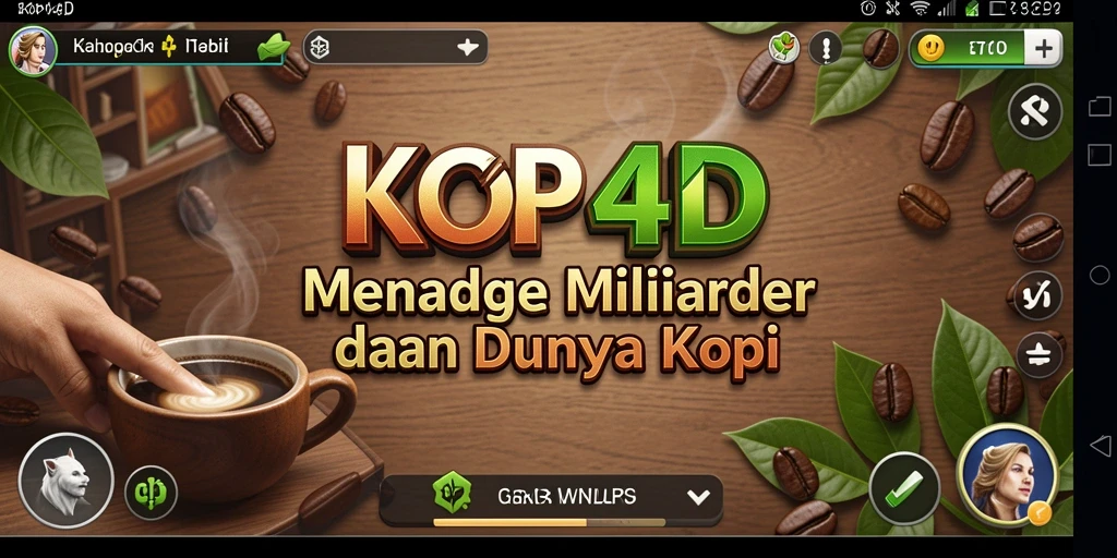 Tampilan gameplay KOPI4D yang menampilkan kedai kopi yang megah.