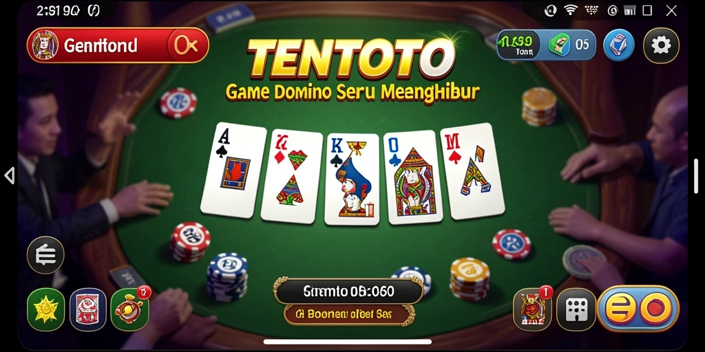 Tampilan gameplay seru TENTOTO dalam permainan Domino.