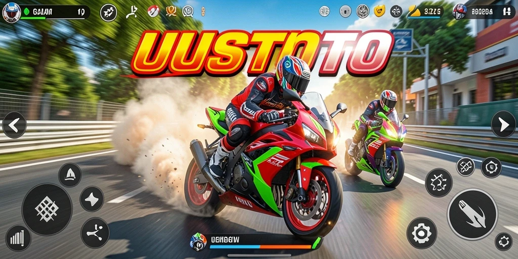Tampilan menarik dari gameplay UUSTOTO yang penuh aksi balap motor.