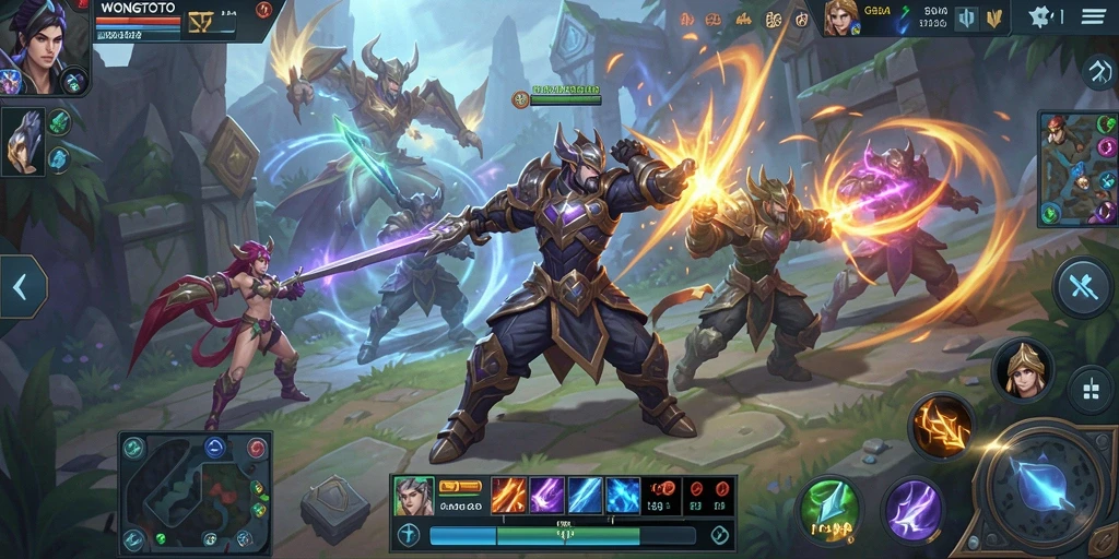 Tampilan seru dari gameplay WONGTOTO dengan aksi MOBA yang mendebarkan.