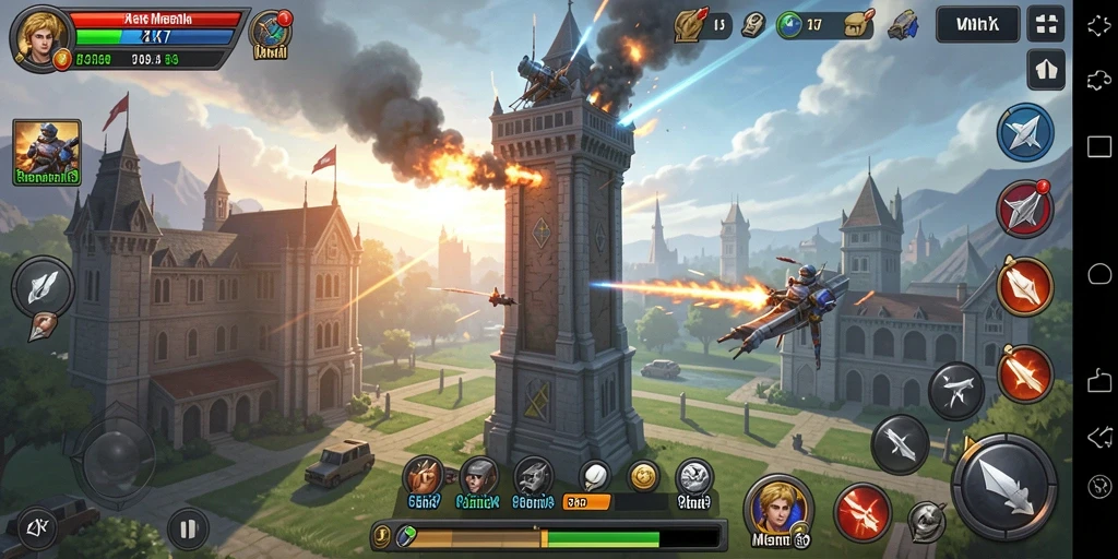 Gameplay menara pertahanan yang intens dan strategis.